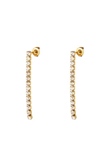 Chandelier earrings with rhinestones White Gold Color Stainless Steel