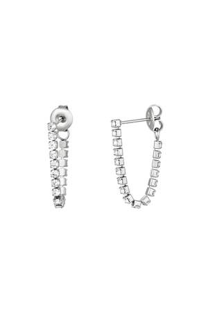 Stud earrings with hanging chain Silver Color Stainless Steel h5
