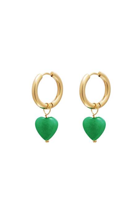 Heart earrings - #summergirls collection Green Stainless Steel