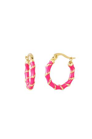 Stainless steel earrings with golden wrap detail Rose h5