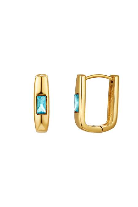 Orecchini quadrati con zircone Blue & Gold Stainless Steel 2