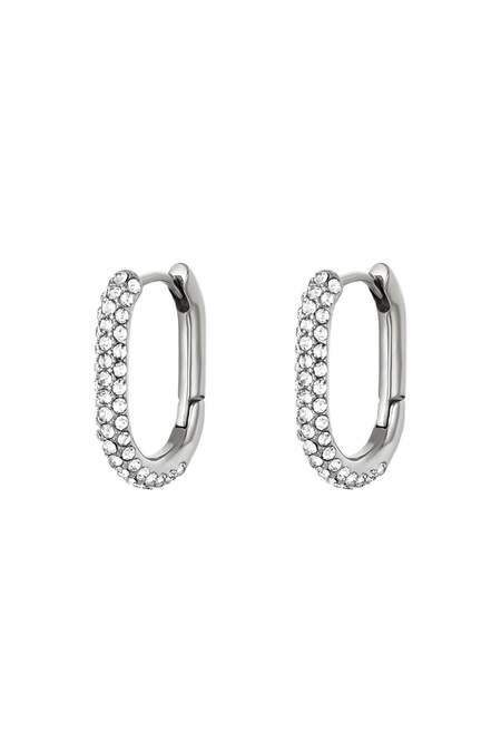 Earrings zircon Silver Color Stainless Steel