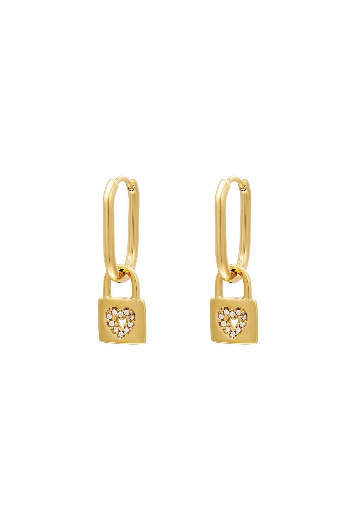 Orecchini con lucchetto a cuore Gold Stainless Steel 