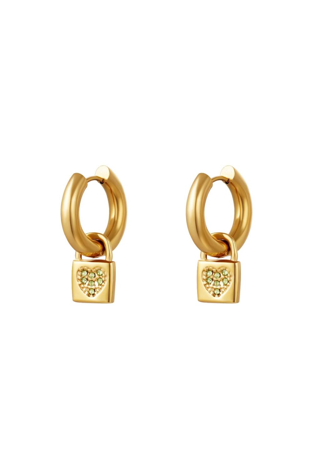 Orecchini Con Lucchetto A Cuore Gold Stainless Steel 