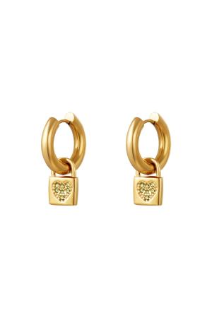 Orecchini Con Lucchetto A Cuore Gold Stainless Steel h5 
