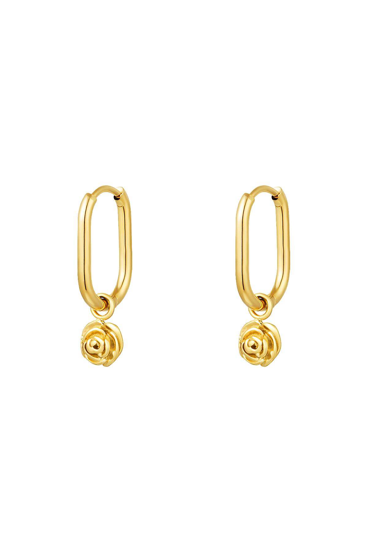 rose earrings Gold Color Stainless Steel h5