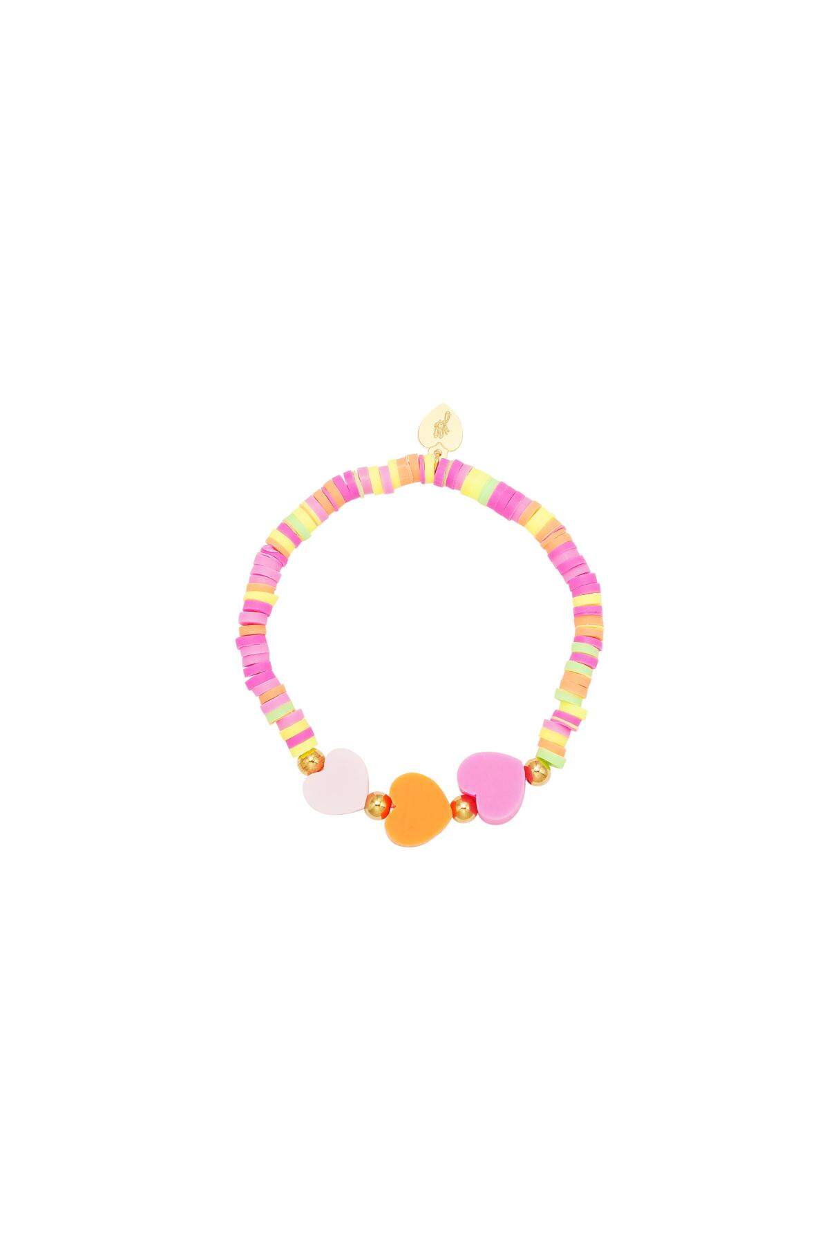 Kids - pink hearts bracelet - Mother-Daughter collection Rose polymer clay h5