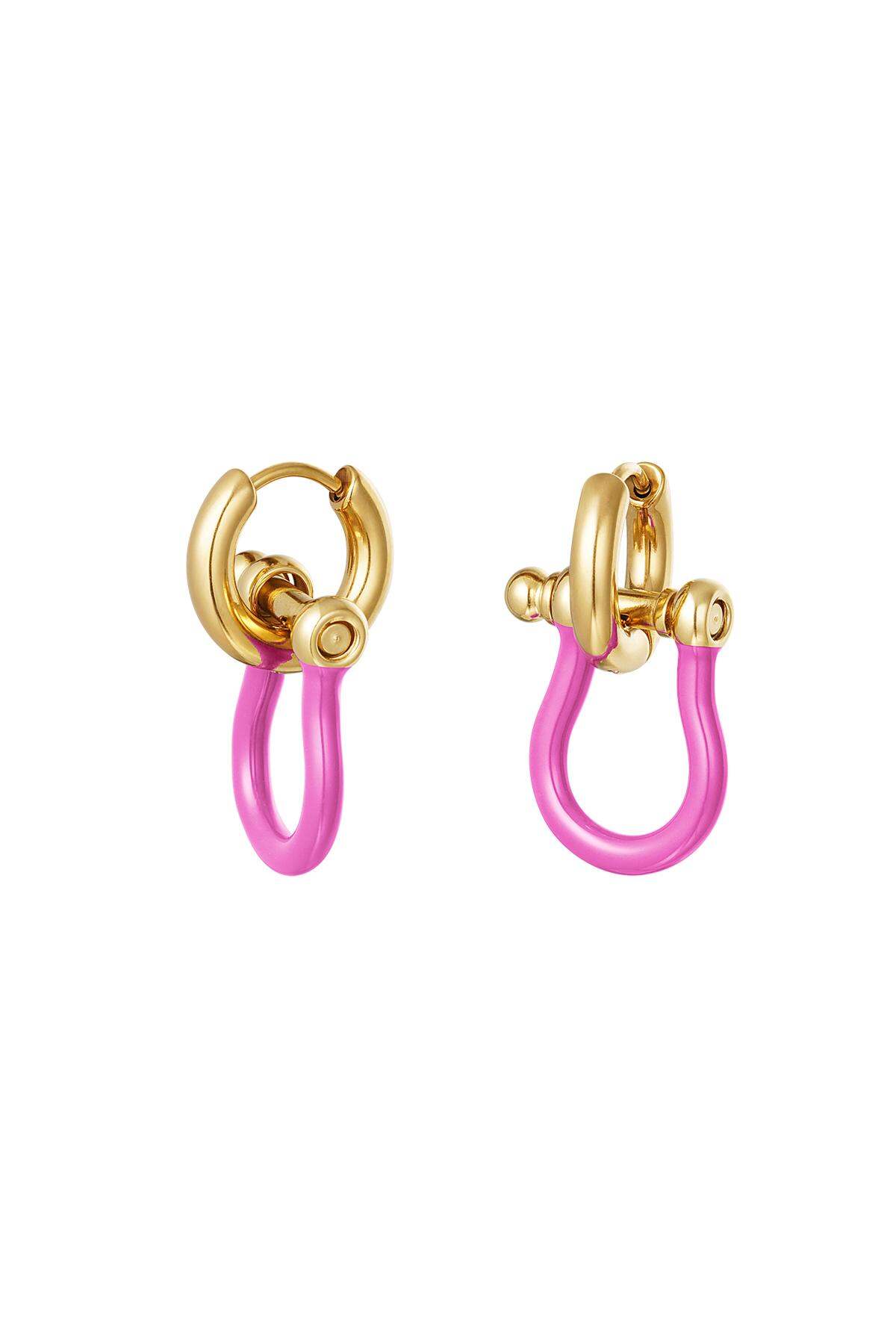 Küpe renkli pranga Pink Stainless Steel 
