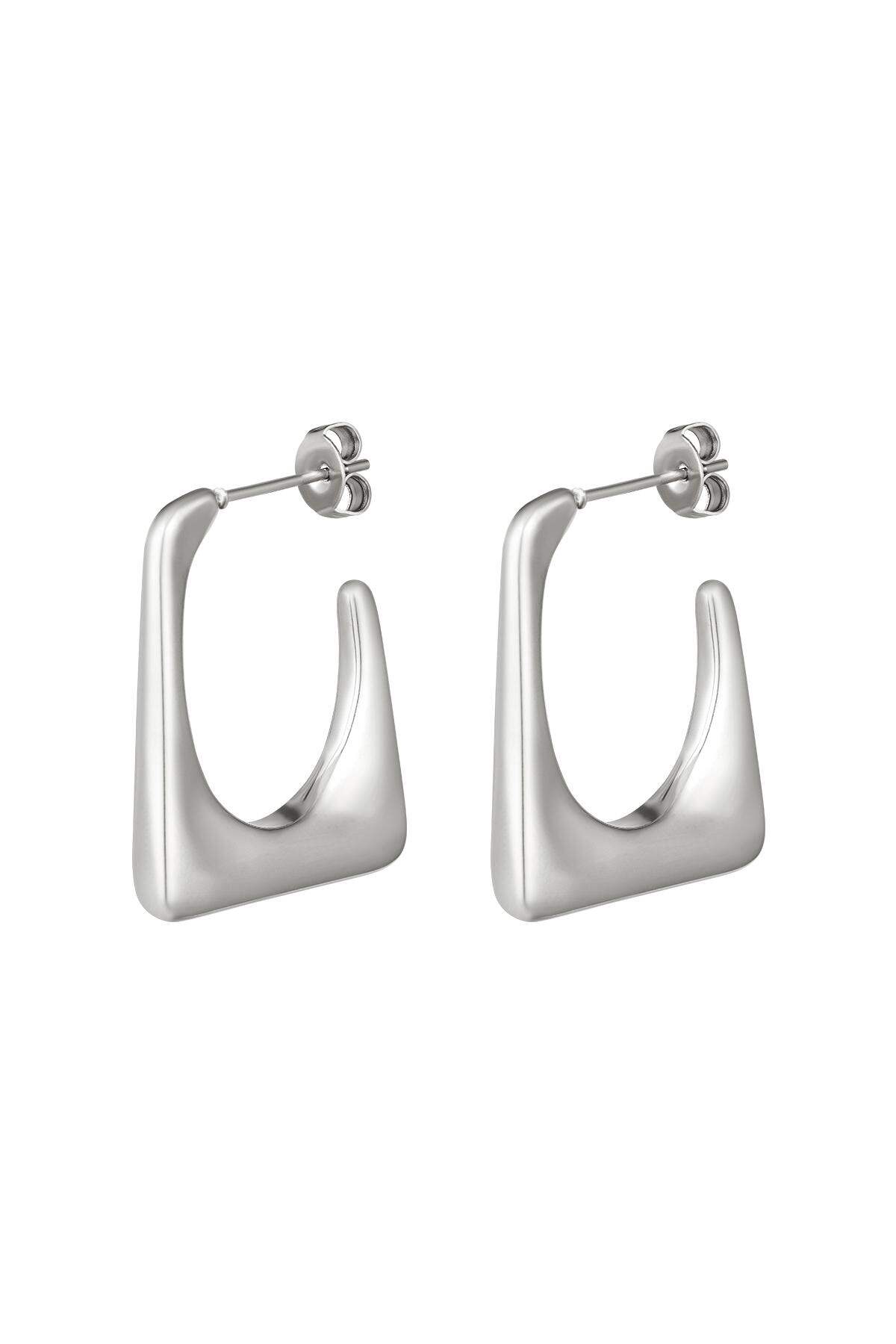 Boucles d'oreilles funky rectangle Argenté Acier inoxydable h5 