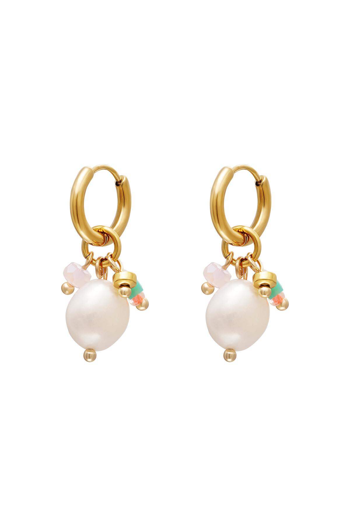 Pendientes colgantes de perlas Color dorado Acero inoxidable h5