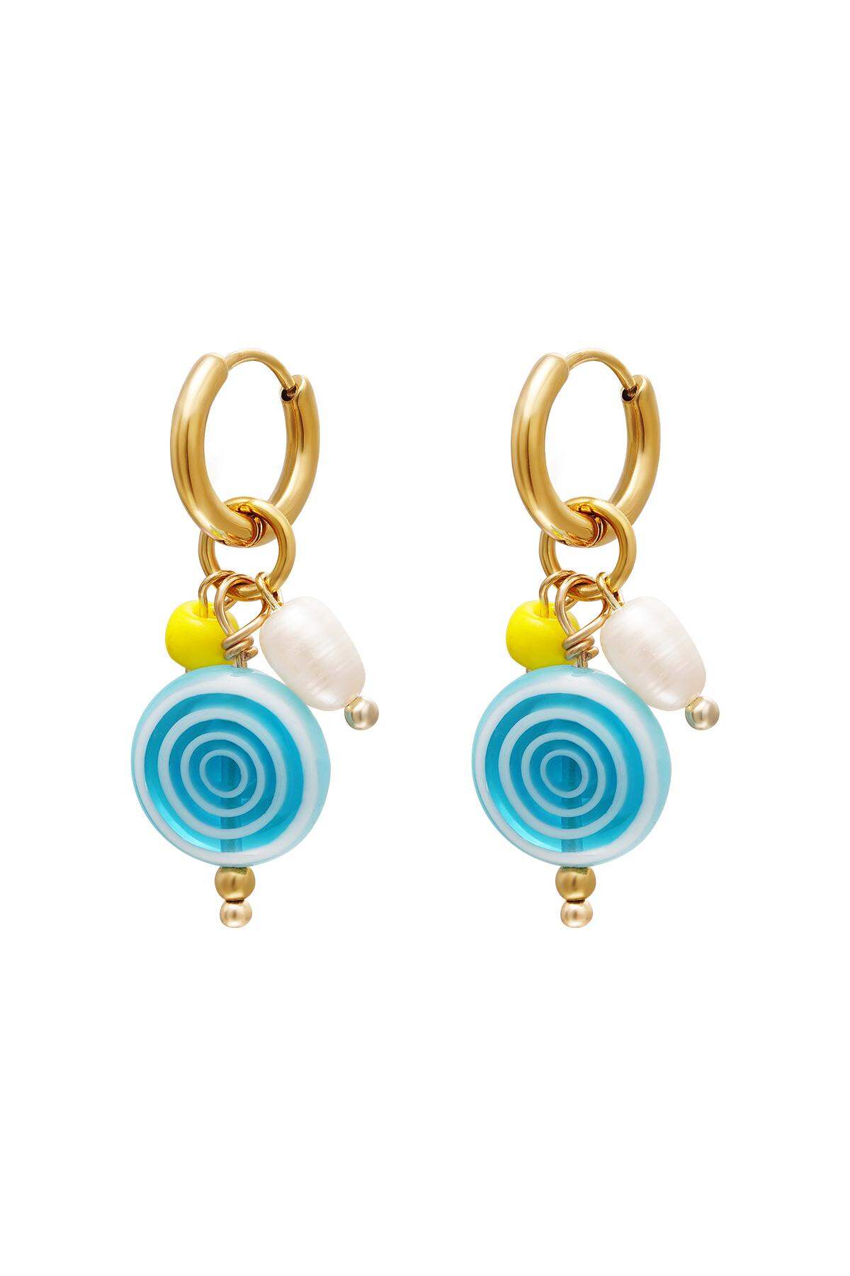 Pendientes espirales colgantes Azul & Color dorado Acero inoxidable h5