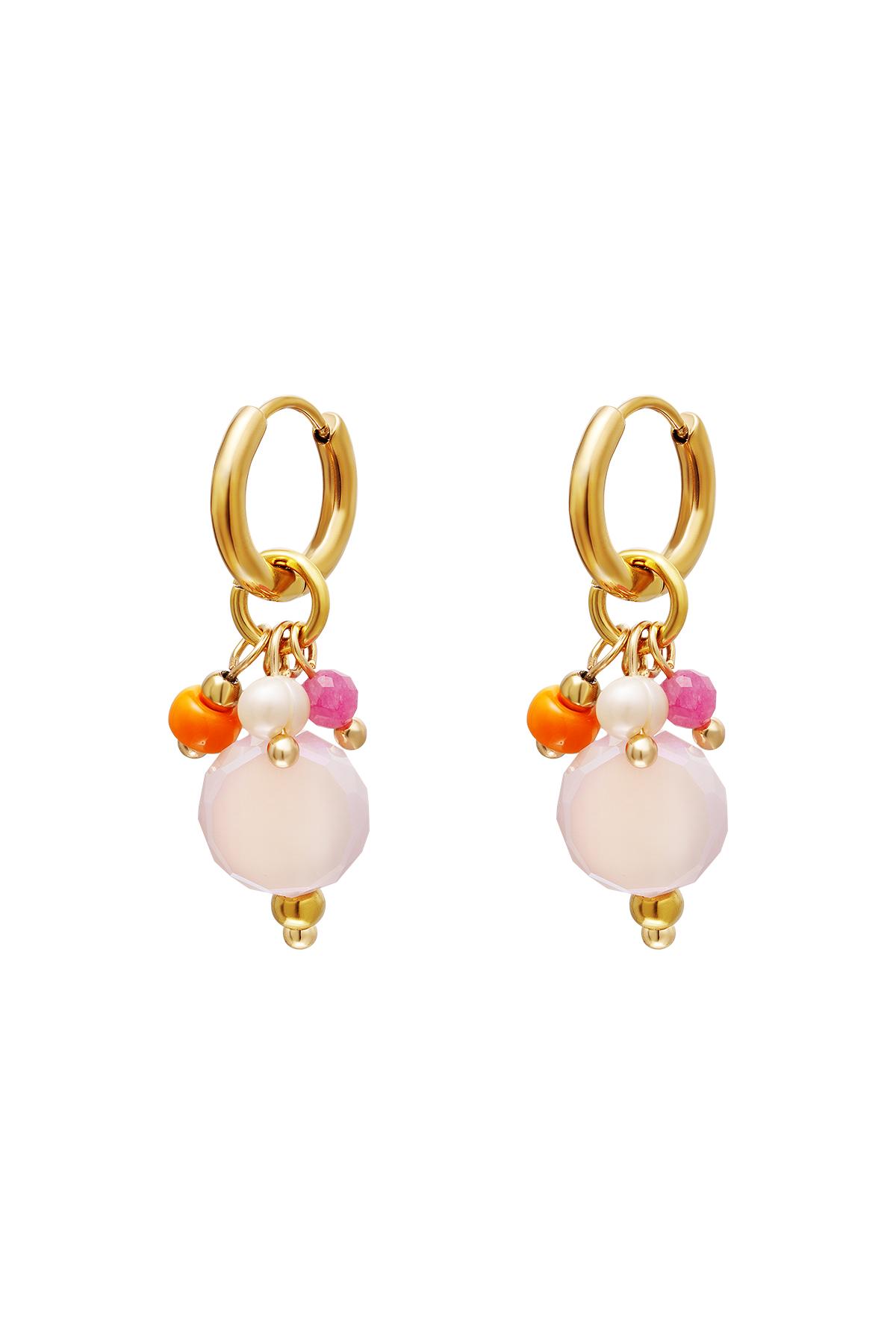 Groothandel Oorringen RVS Statement Roze en Goudkleurig Set van 1