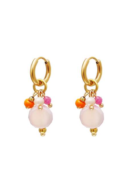 Orecchini a cerchio pendenti Pink & Gold Stainless Steel 2