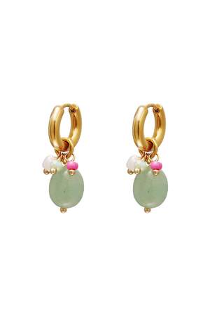 Dangling earrings Green & Gold Color Stainless Steel h5