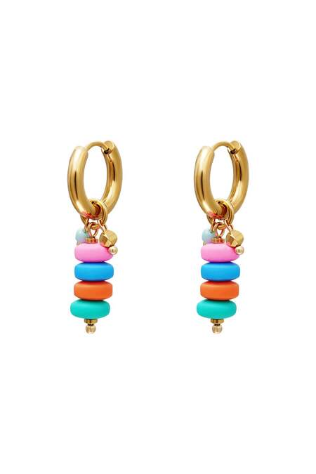 Orecchini con perline colorate Gold Stainless Steel 2