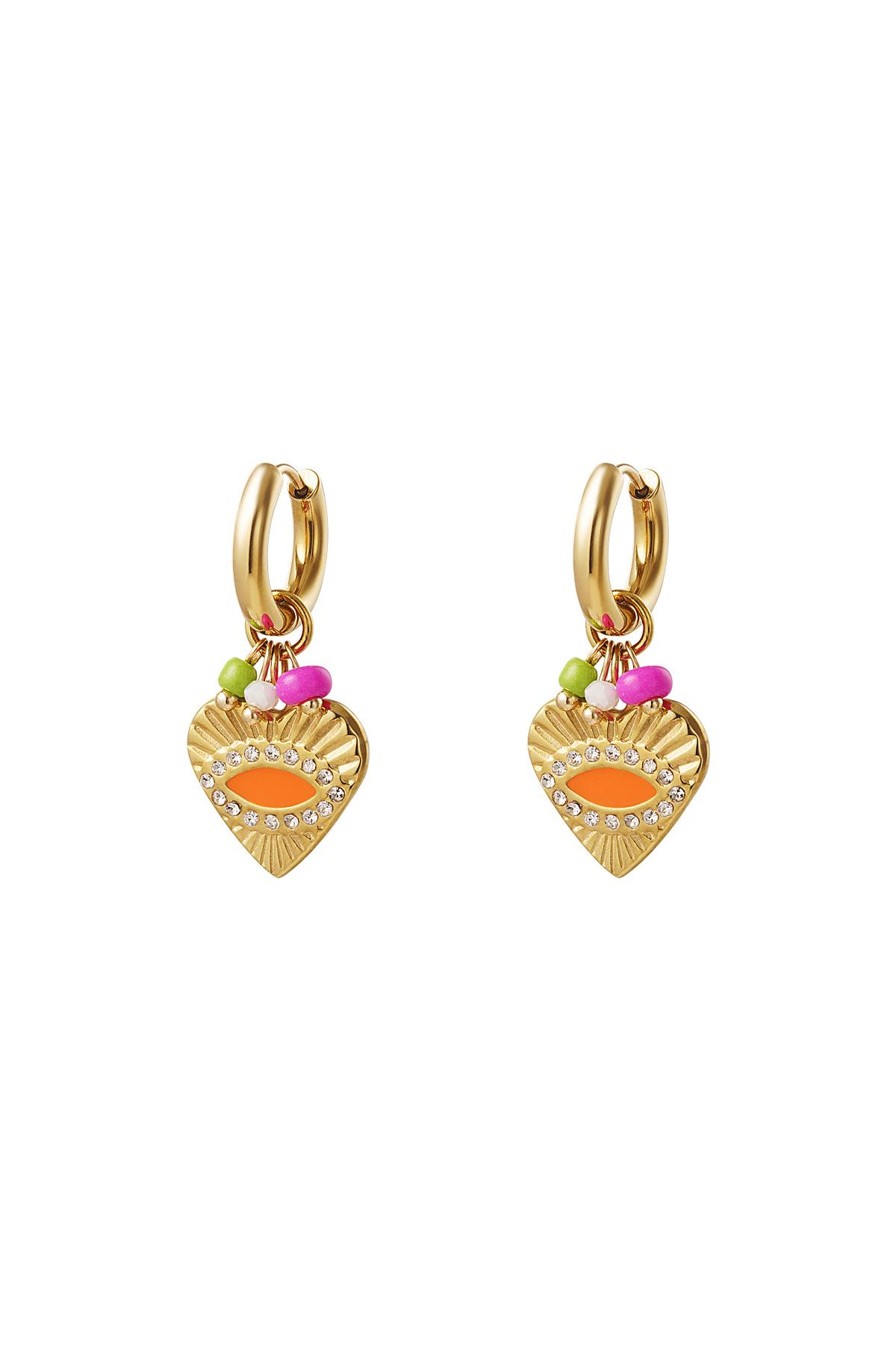 Orecchini con cuori pendenti Gold Stainless Steel h5 
