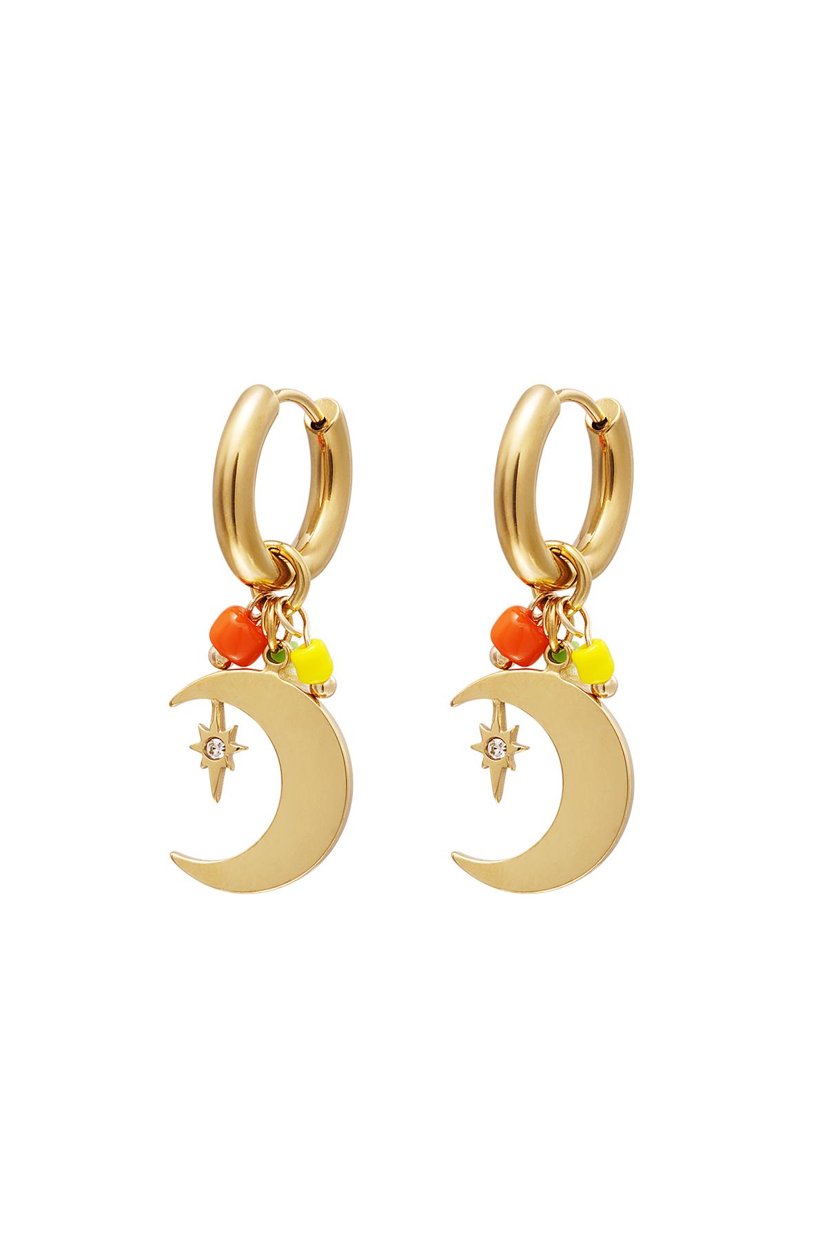 Dangling moon earrings Gold Color Stainless Steel h5 