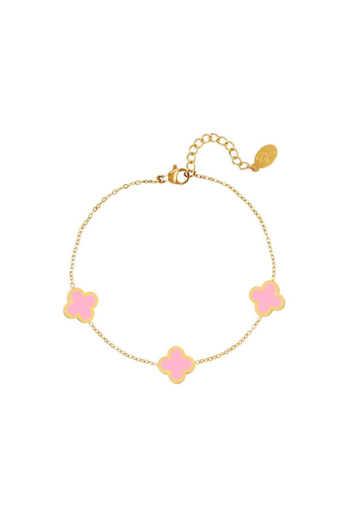 Bracelet three colorful clovers - pink Rose Stainless Steel
