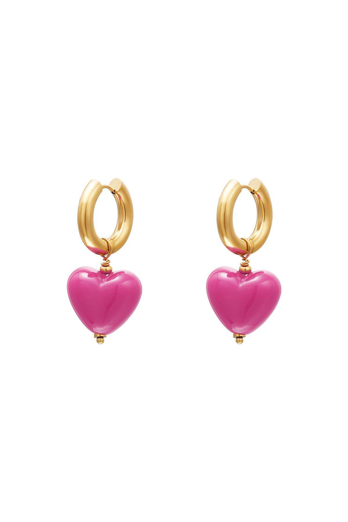 Pendientes corazón de colores - colección #summergirls Rosa Acero inoxidable h5