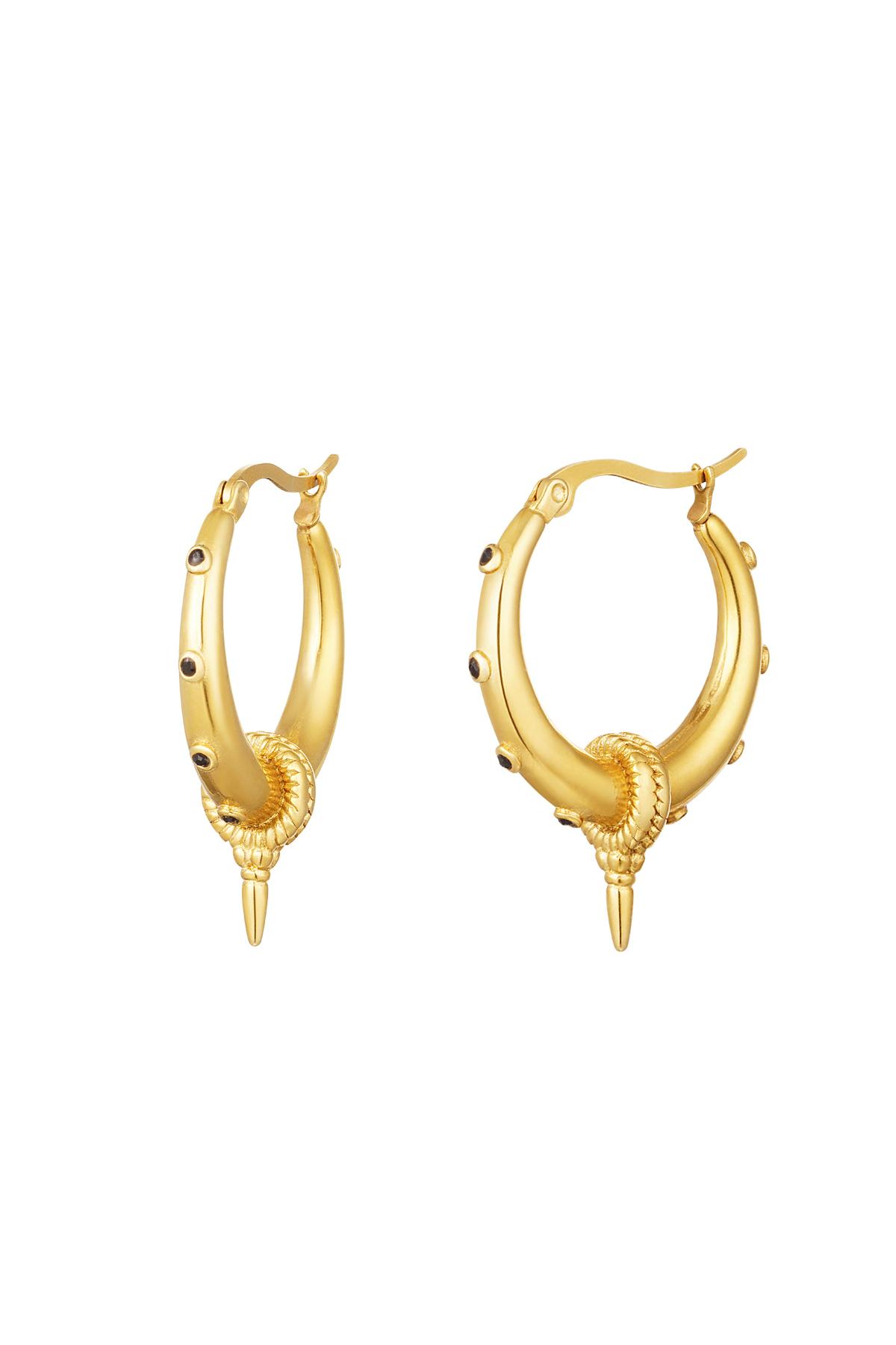 Boucles d'oreilles acier inoxydable pierres noires - large h5 