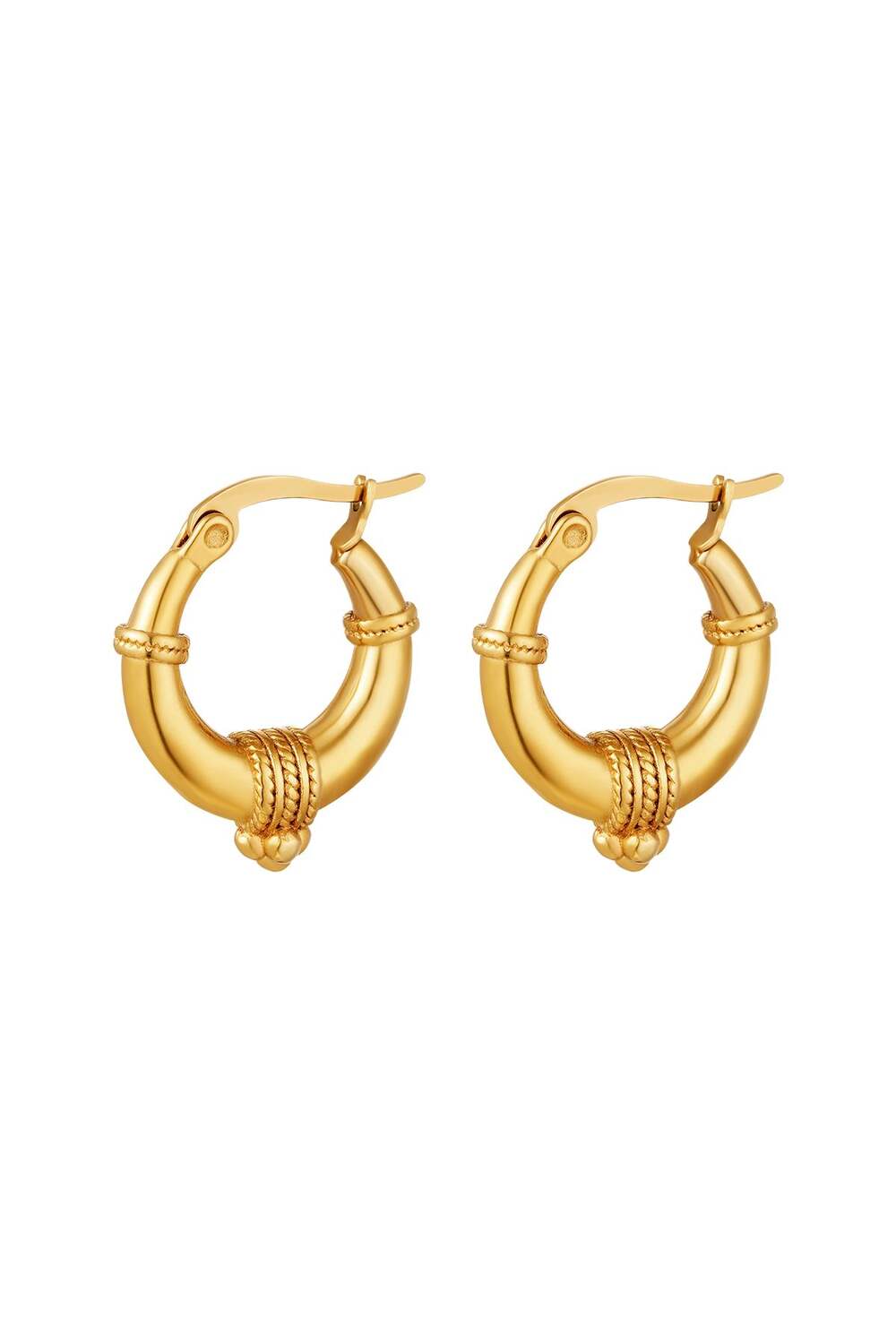 Orecchini in acciaio inossidabile con dettaglio in corda - piccoli Gold Stainless Steel