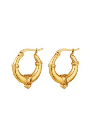 Orecchini in acciaio inossidabile con dettaglio in corda - piccoli Gold Stainless Steel h5