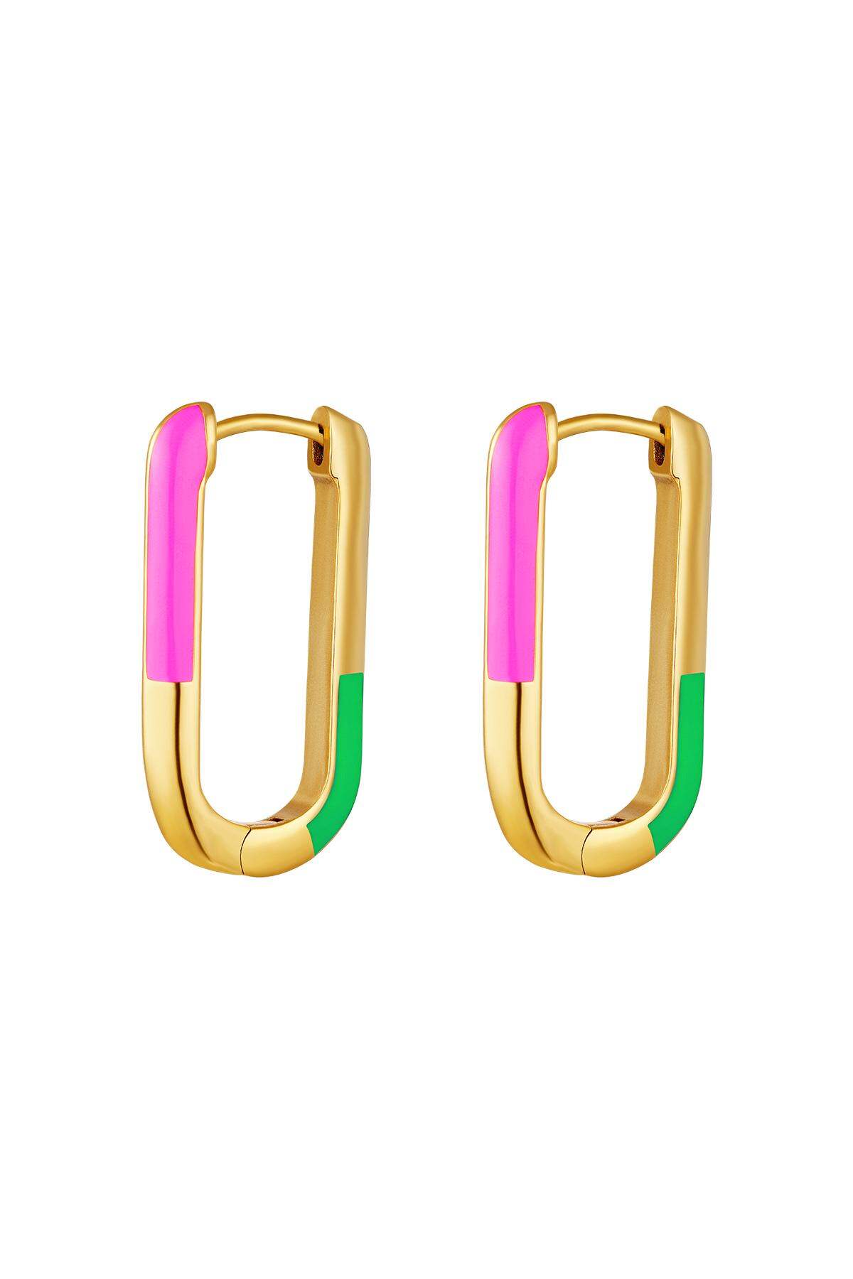 Orecchini quadrati color block Rose Stainless Steel h5 