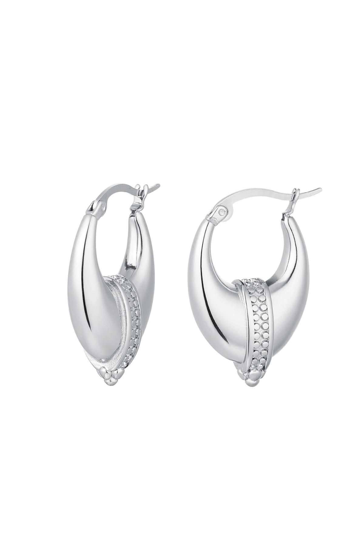 Pendientes con detalle en el medio Plata Acero inoxidable 