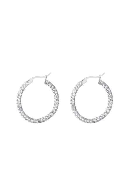 Orecchini tondi con zirconi - piccoli Silver Color Stainless Steel 2