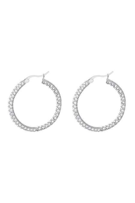 Orecchini tondi con zirconi - grandi Silver Color Stainless Steel 2