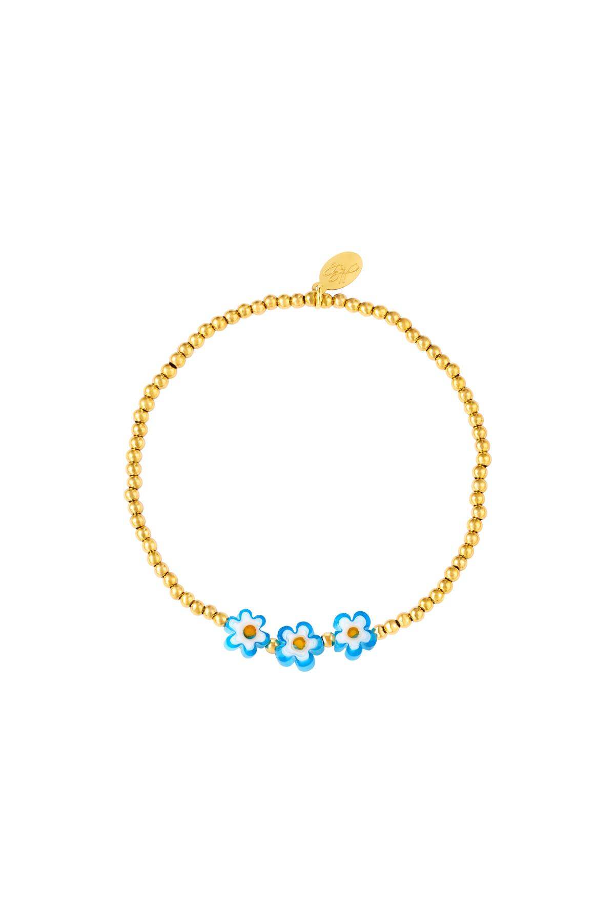 Blauwe margriet armband - #summergirls collection Goud kleur Hematiet