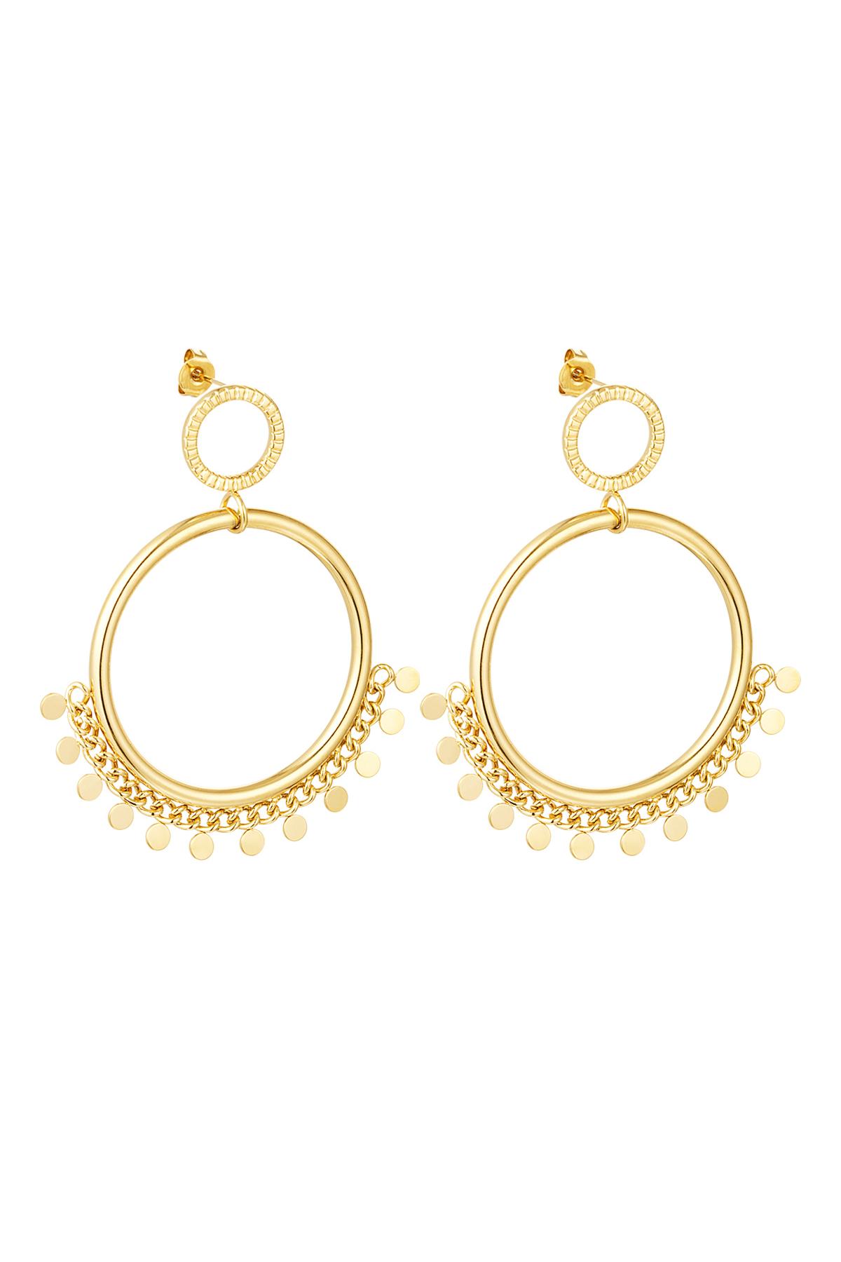Pendientes colgantes de botón con detalle de círculo Color dorado Acero inoxidable 