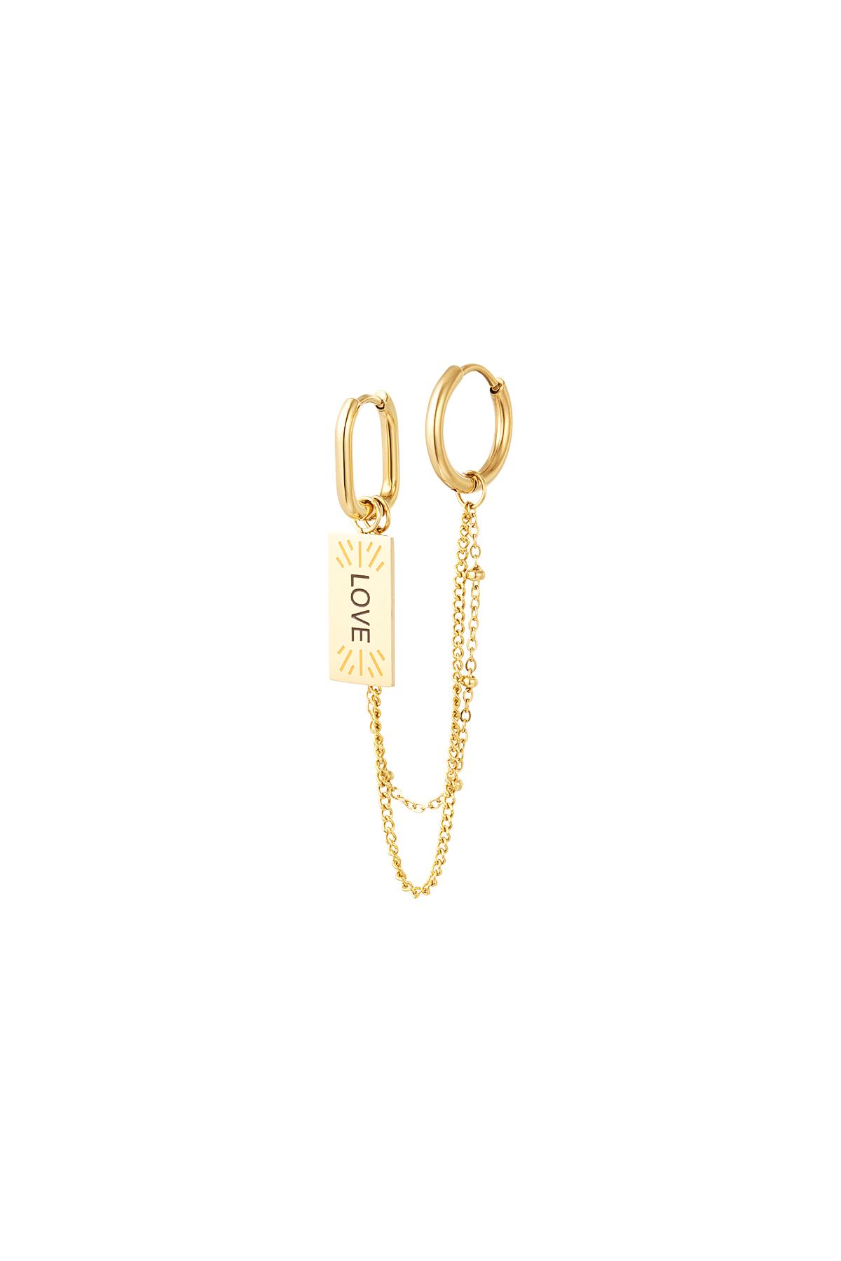 Boucles d'oreilles avec chaîne et charme d'amour Acier inoxydable h5 