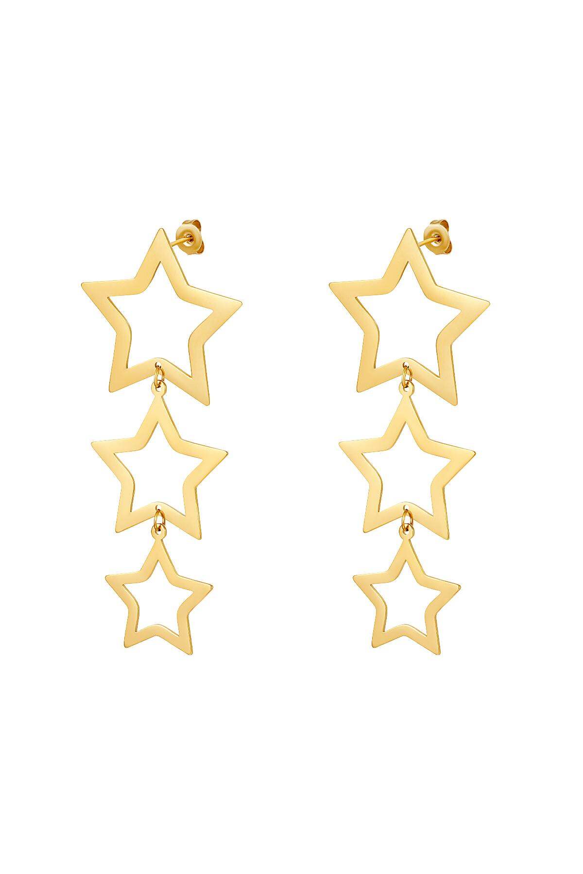 Sterren oorbellen Goud kleur Stainless Steel 