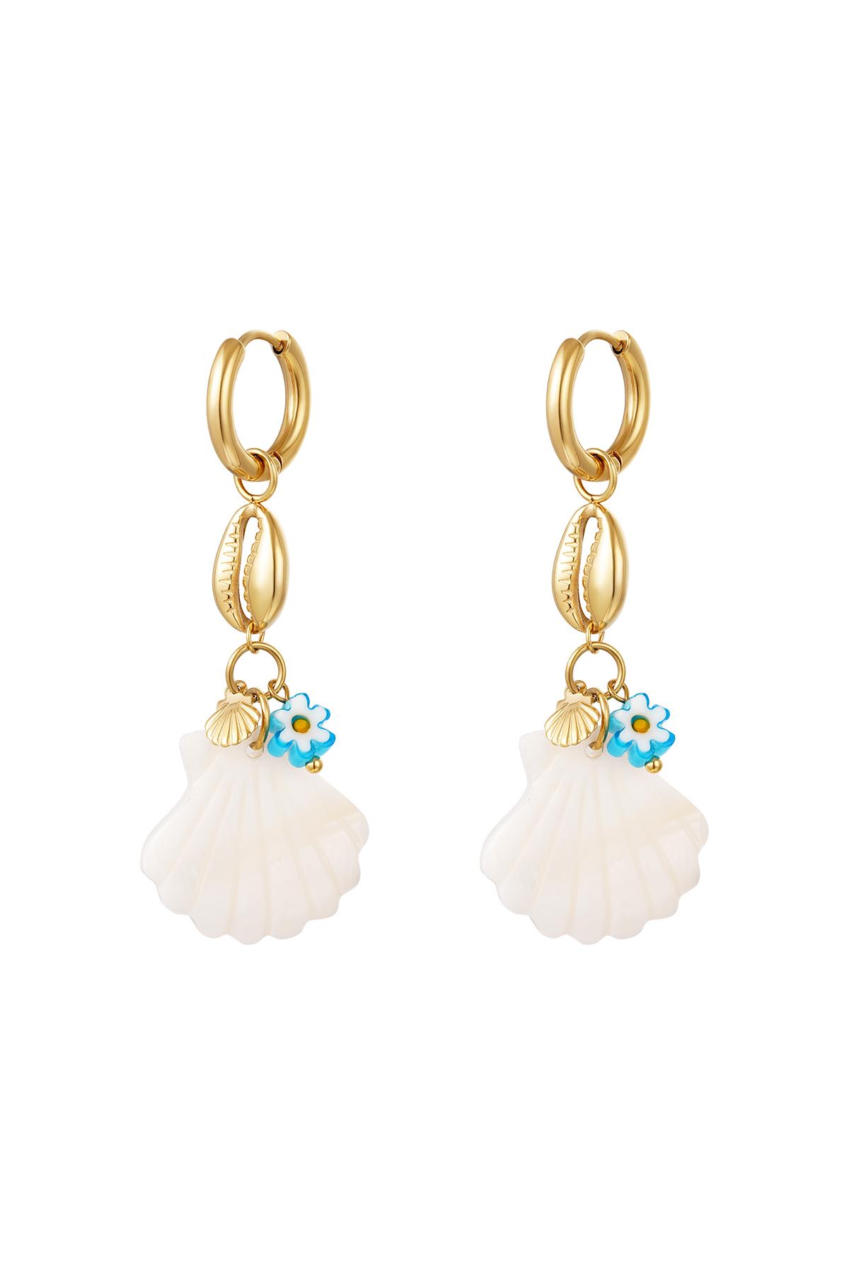 Groothandel Oorringen RVS Goudkleurig Strand Margriet Schelp Design Set van 1