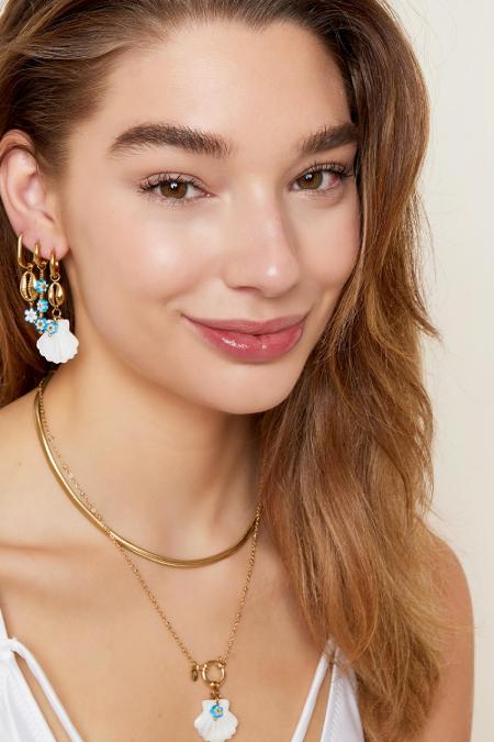 Blue daisy earrings - Beach collection Gold Color Stainless Steel 2