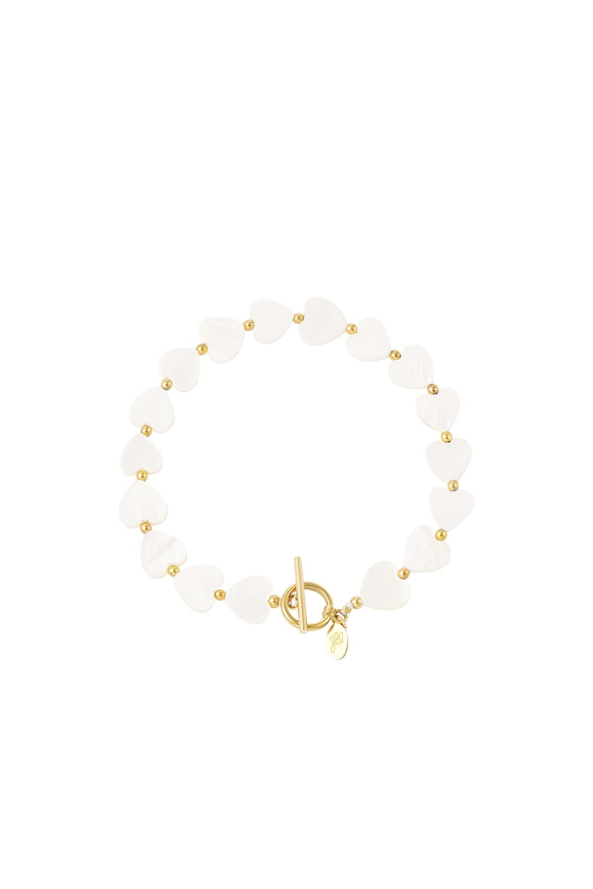 Hart armband - Strandcollectie Wit Goud kleur Schelpjes h5 