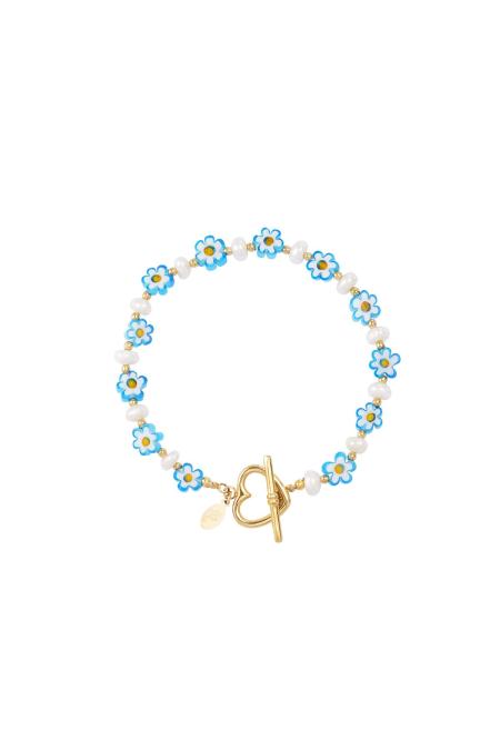 Small daisy bracelet - Beach collection Blue & Gold Color Stainless Steel