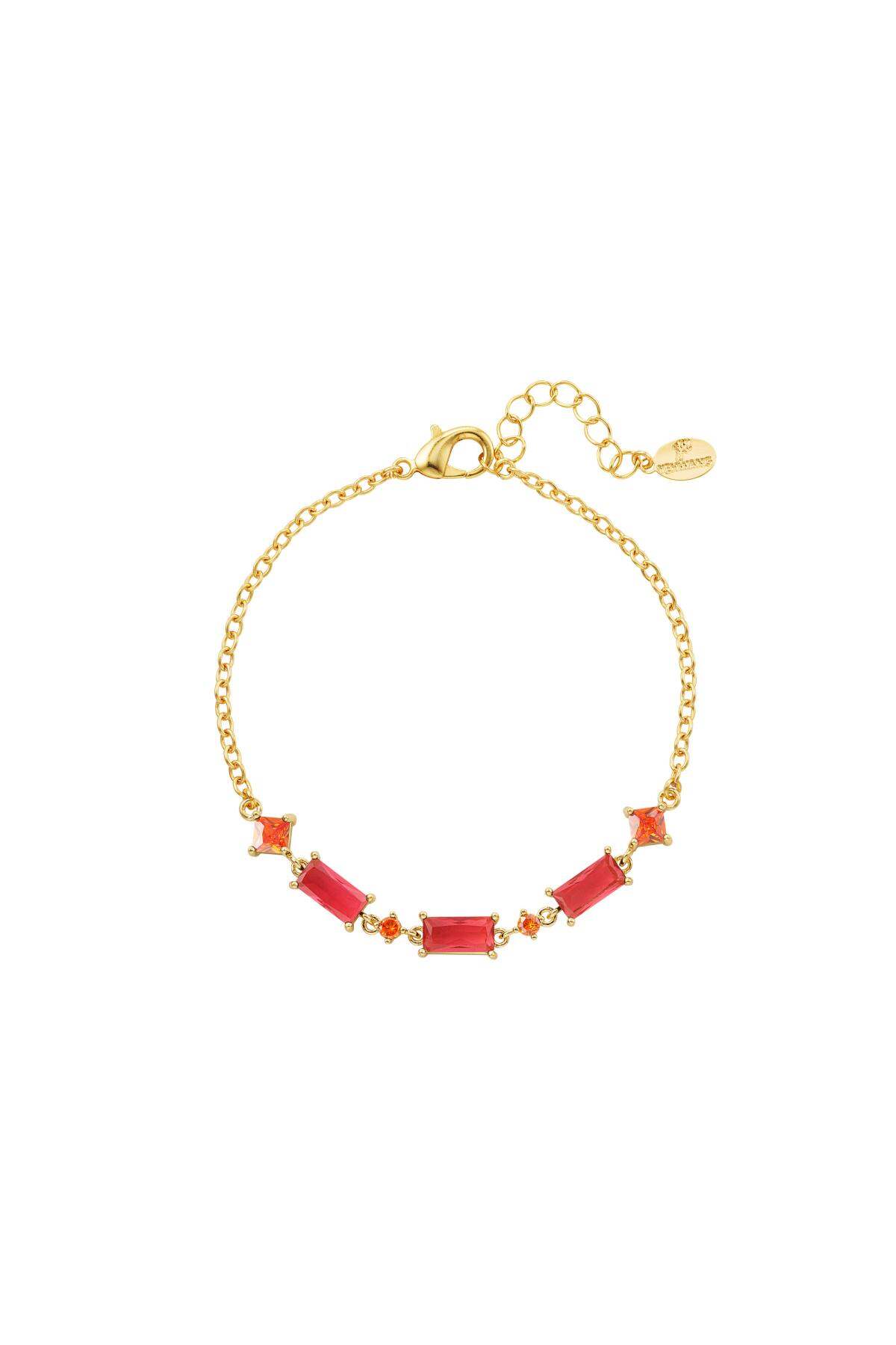 Armband mit farbigen Steinen - Kollektion Sparkle Orange & Goldfarbe Kupfer