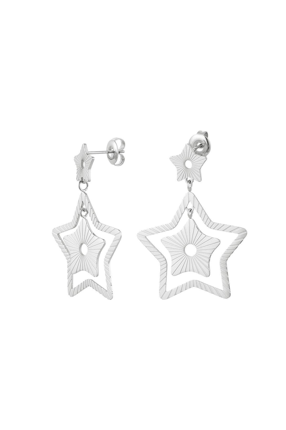 Orecchini due stelle Colore argento Acciaio inossidabile h5 