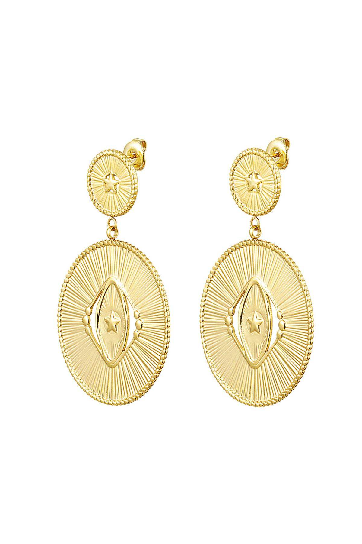 Statement earrings 2 circles Gold Color Stainless Steel