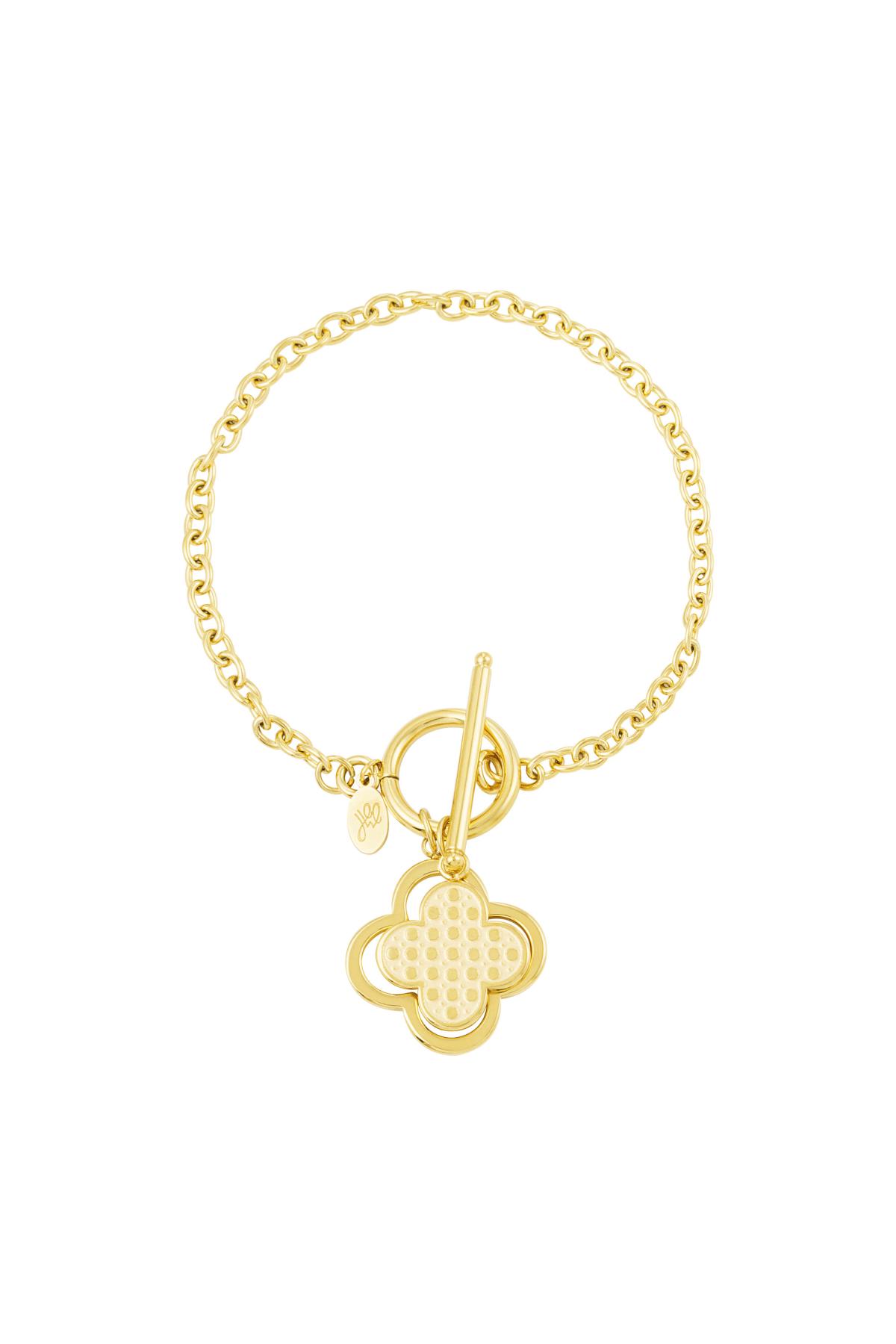 Statement Armband Klee Goldfarbe Edelstahl 2
