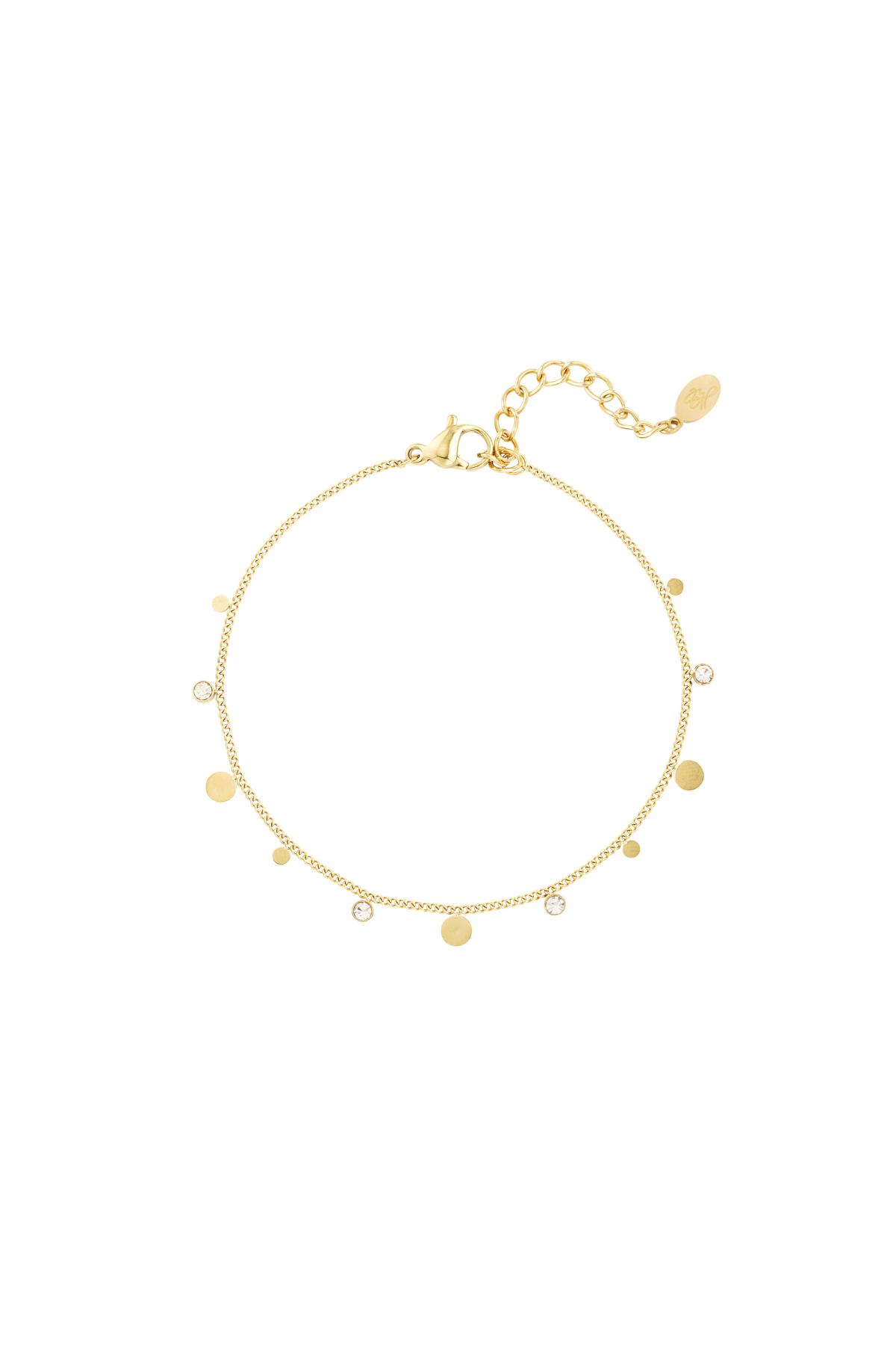 Bracciale semplice con dettagli in strass Gold Stainless Steel 