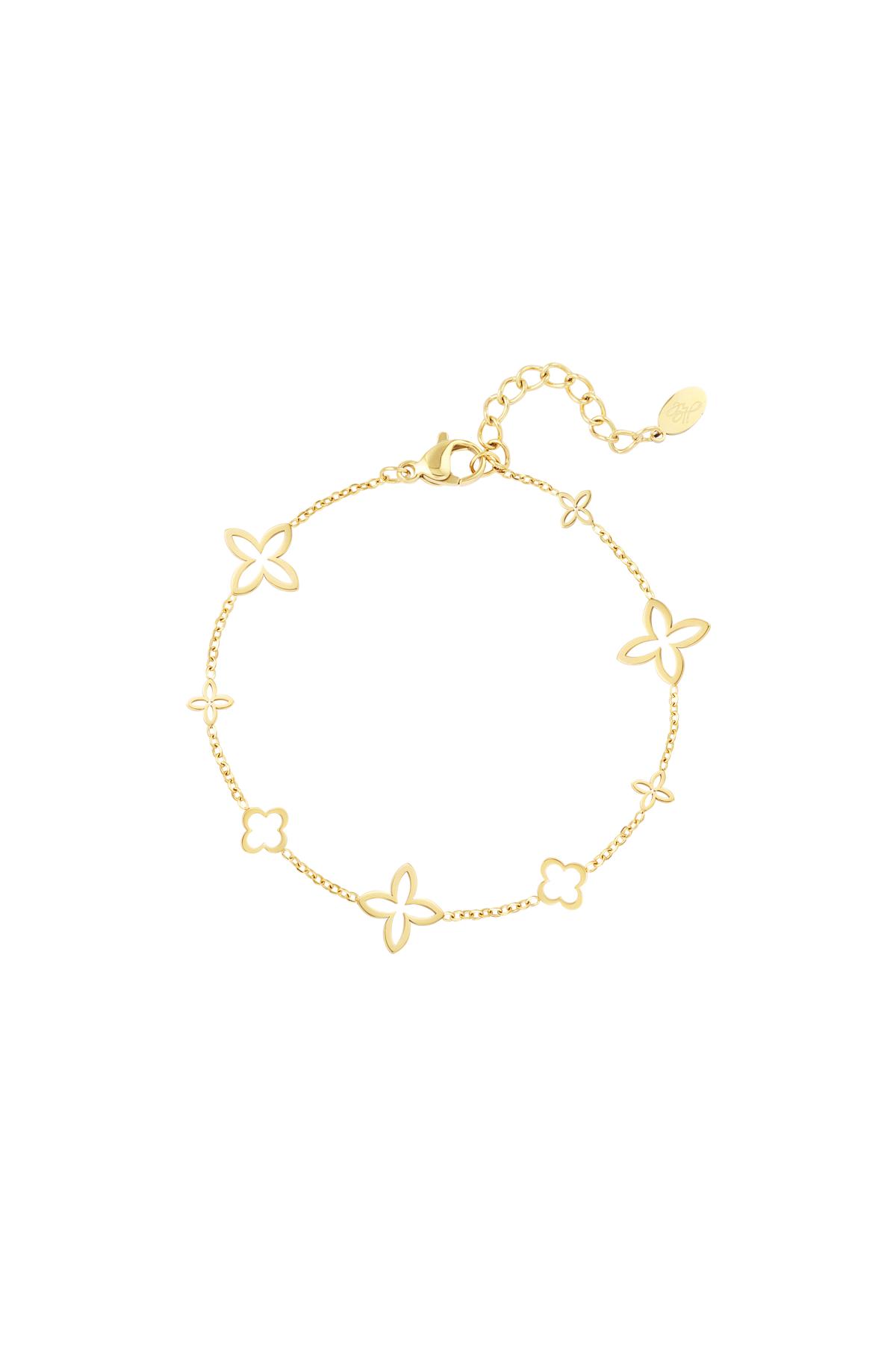 Bracciale con charms trifoglio aperto Gold Stainless Steel 2