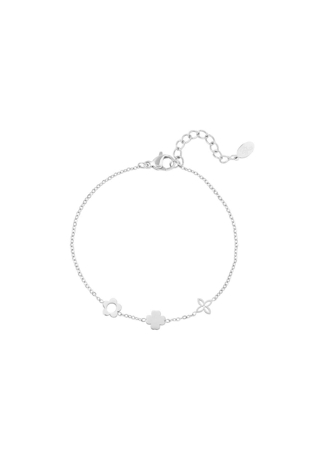 Bracciale con tre fiori diversi Silver Color Stainless Steel h5 