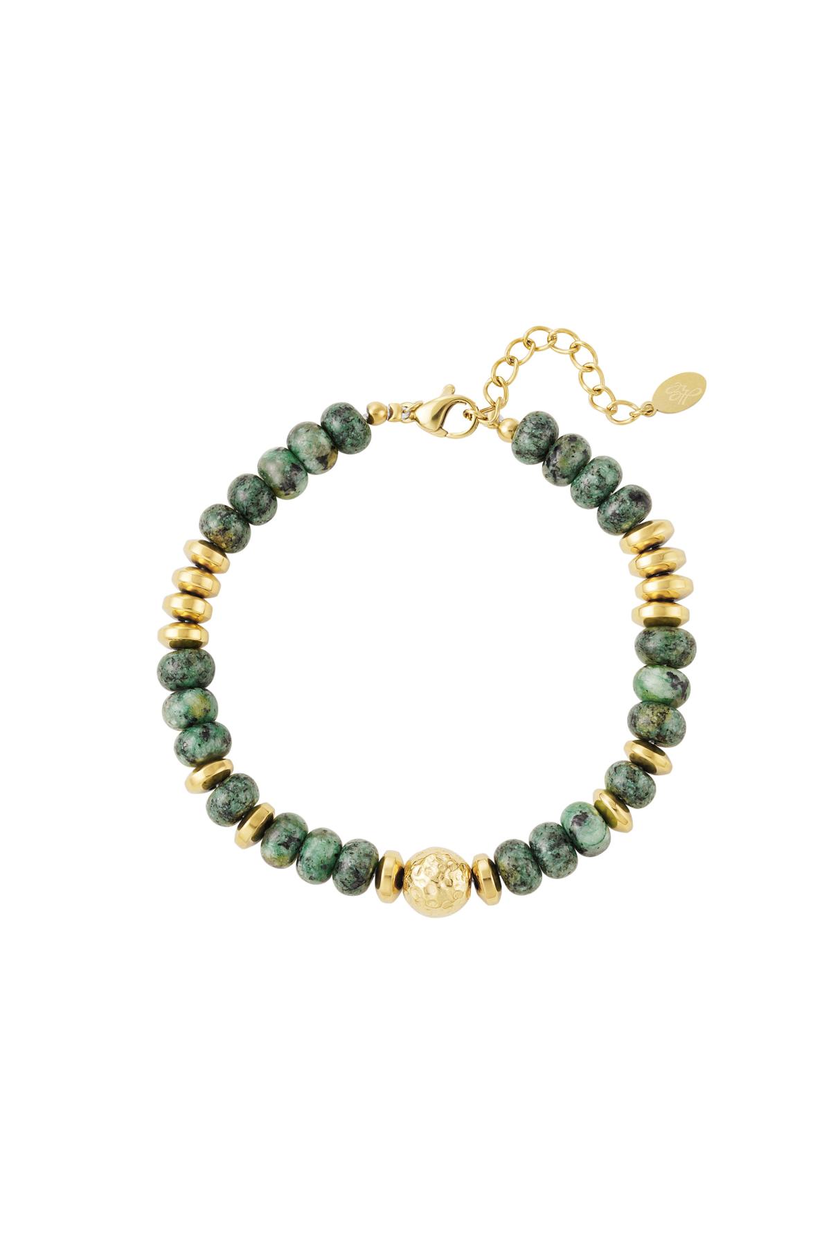Pulsera con cuentas de piedras multicolor - Colección Piedras Naturales Verde & Color dorado Stone h5 