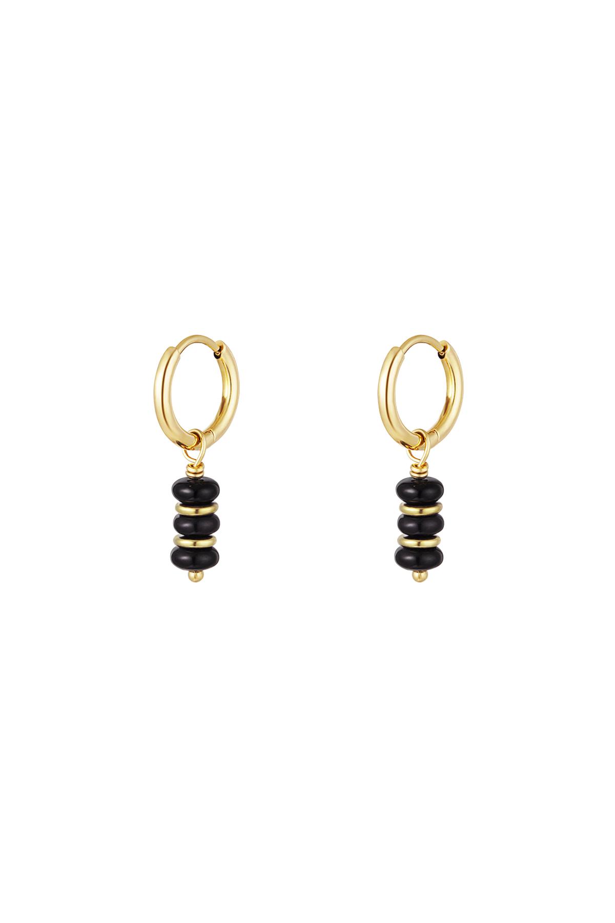 Pendientes tres piedras Negro Acero inoxidable 