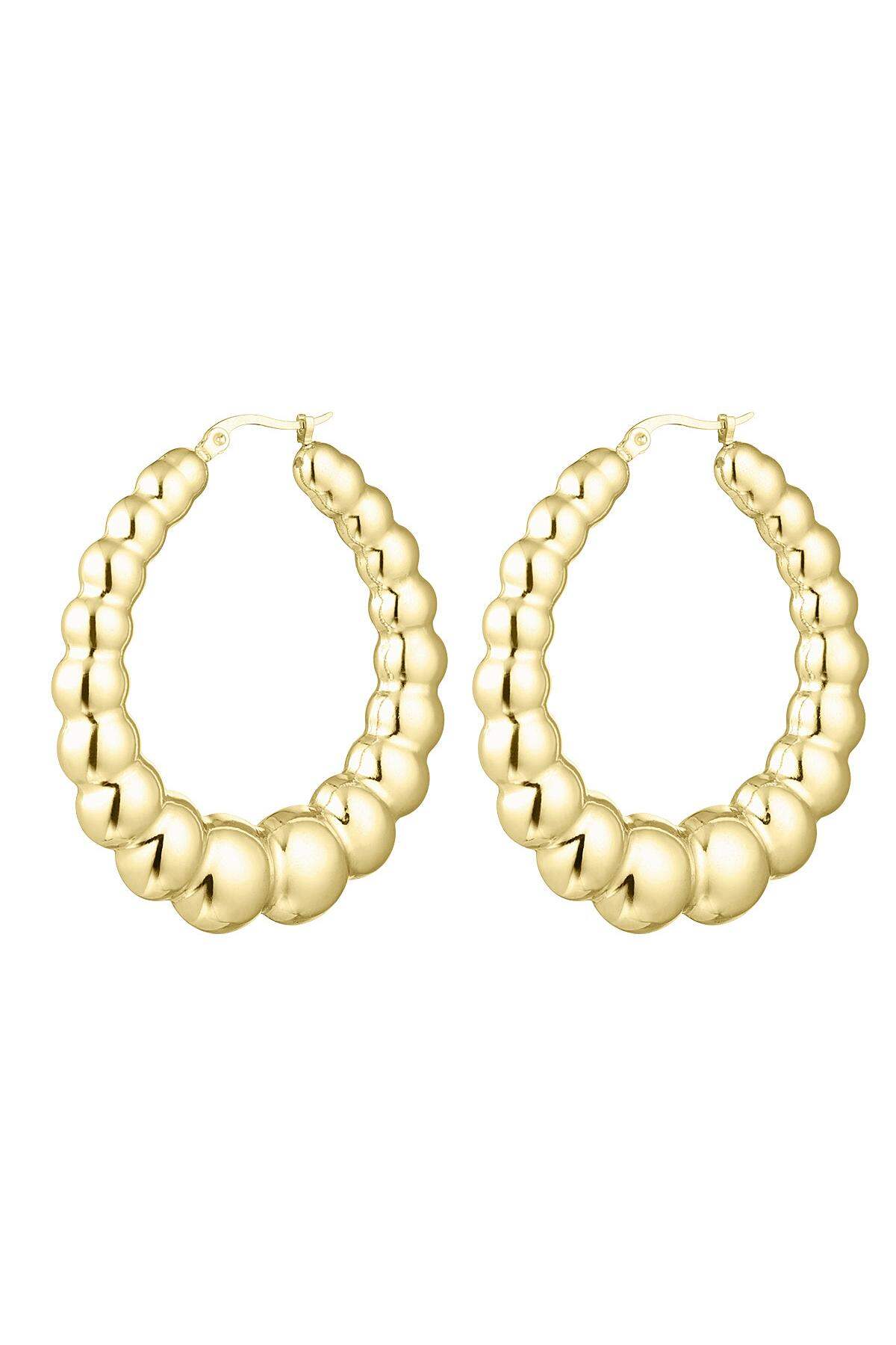Bolla di orecchini di grandi dimensioni Gold Stainless Steel h5 