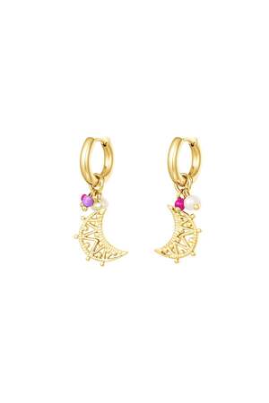 Boucles d'oreilles avec lune et perles Acier inoxydable h5