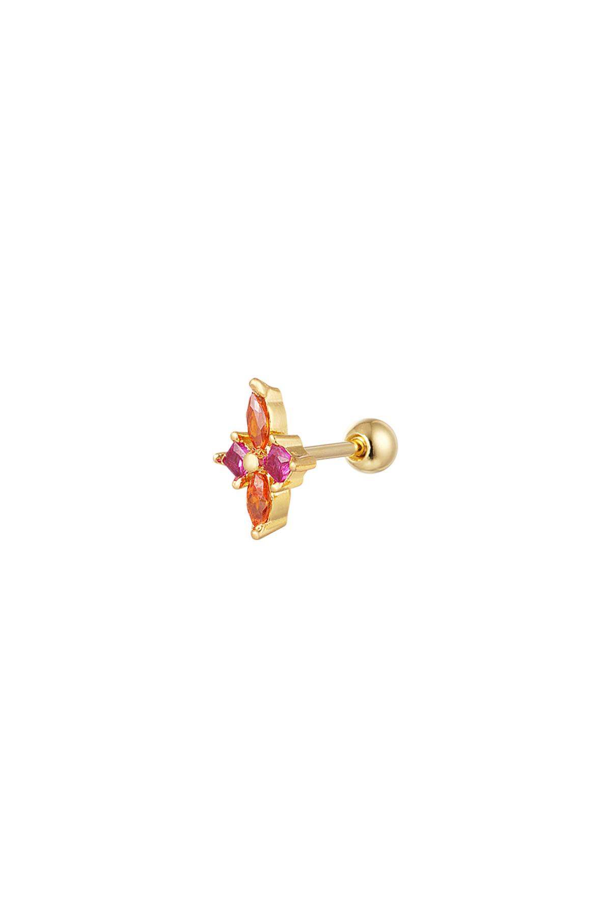 Piercing flor pequeña - colección Sparkle Naranja & Color dorado Cobre